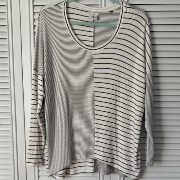 CAbi Tops - CAbi Oversized Black and White Striped Long Sleeve Top
